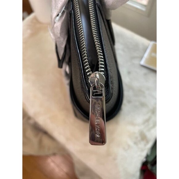 NWT Michael Kors Charlotte Black Leather Tote - Silver Hardware - Picture 7 of 12